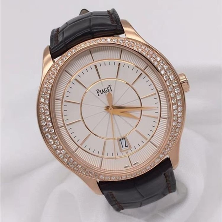 Piaget Gouverneur Silver Guilloche Dial 18K Rose Gold Diamond Men's Watch GOA39114 G0A39114