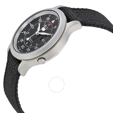 Seiko 5 Black Dial Black Canvas Automatic Men's Watch SNK809