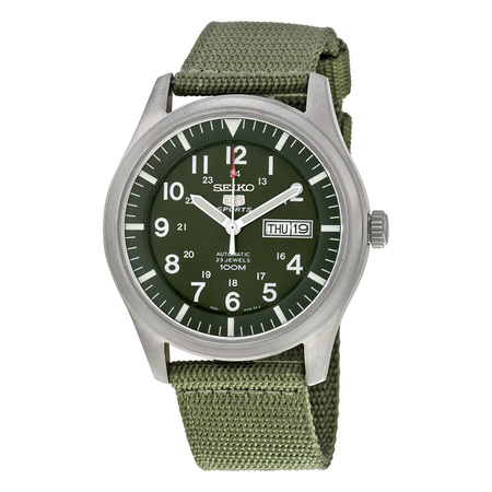 Seiko 5 Sport Automatic Khaki Green Canvas Men's Watch SNZG09