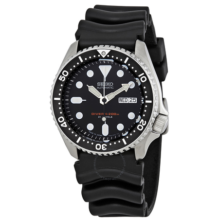 Seiko Automatic Black Dial Black Rubber Men's Watch SKX007J1