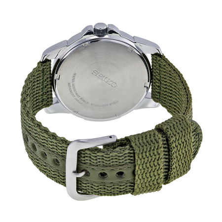 Seiko Black Dial Green Nylon Solar Quartz Men's  Watch SNE095P2
