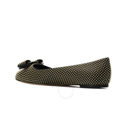 Ferragamo Ladies Vara Bow Studded Ballet Pumps 01P080 705178