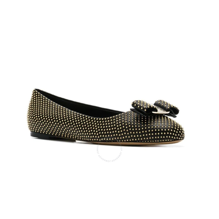 Ferragamo Ladies Vara Bow Studded Ballet Pumps 01P080 705178
