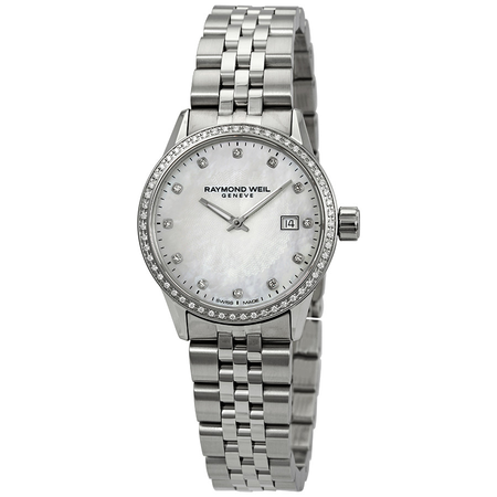Raymond Weil Freelancer Diamond White Mother of Pearl Dial Ladies Watch 5629-STS-97081