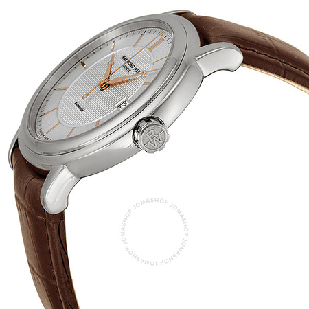 Raymond Weil Maestro Silver Dial Stainless Steel Brown Leather Automatic Men's Watch 2837-SL5-65001