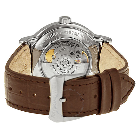 Raymond Weil Maestro Silver Dial Stainless Steel Brown Leather Automatic Men's Watch 2837-SL5-65001