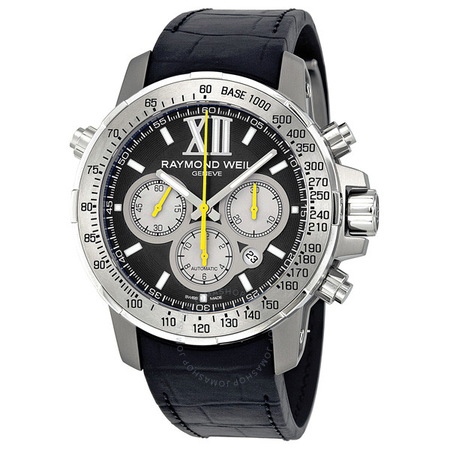 Raymond Weil Nabucco Chronograph Black Dial Black Leather Men's Watch 7800-TIR-00207