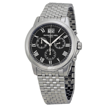 Raymond Weil Tradition Chronograph Black Dial Stainless Steel Men's Watch 4476-ST-00200
