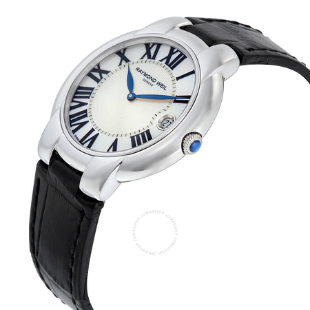 Raymond Weil Jasmine Mother of Pearl Dial Black Leather Ladies Watch 5235-STC-00970