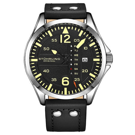 Stuhrling Original Aviator Quartz Black Dial Men's Watch M13670