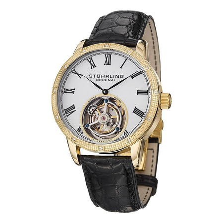 Stuhrling Original Tourbillon Hand Wind Diamond White Dial Men's Watch M13470