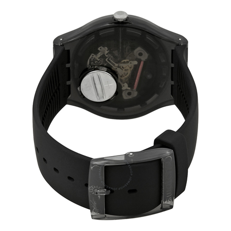 Swatch Darksparkles Black Dial Black Silicone Ladies Watch SUOB156