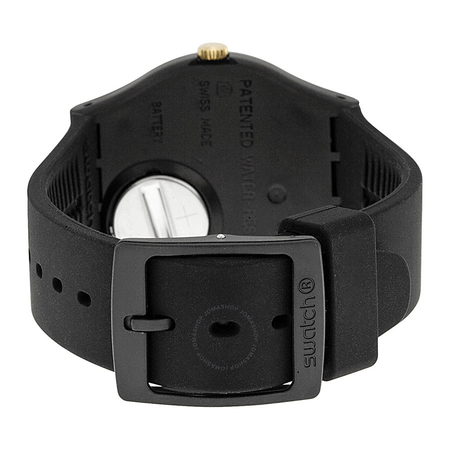 Swatch Golden Tac Black Dial Black Silicone Unisex Watch GB274