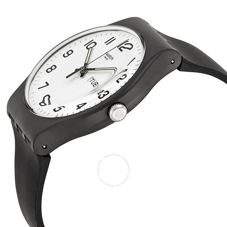 Swatch Originals Twice Again White Dial Black Silicone Unisex Watch SUOB705