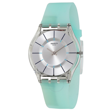 Swatch Summer Breeze Silver Dial Blue Silicone Ladies Watch SFK397