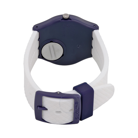 Swatch White Delight Silver Dial White Silicone Strap Men's Watch GN720