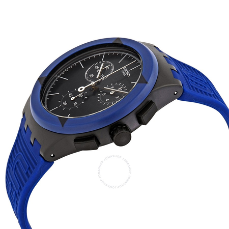 Swatch X-District Blue Chronograph Quartz Black Dial Men's Watch SUSB418