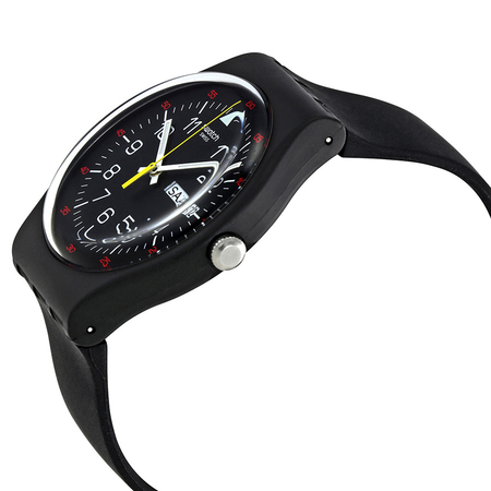 Swatch Yokorace Black Dial Black Rubber Men's Watch SUOB724