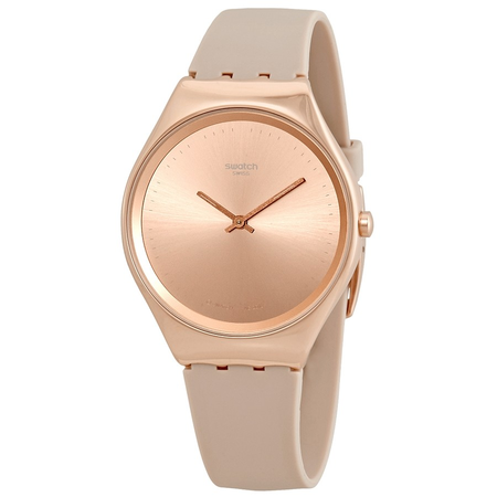 Swatch Open Box - Swatch Skinrosee Rose Dial Beige Silicone Men's Watch SYXG101 SYXG101