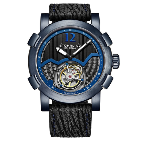 Stuhrling Original Tourbillon Hand Wind Blue Dial Men's Watch M13474