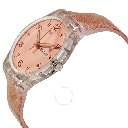 Swatch Glistar Pink Gold Dial Pink Silicone Ladies Watch SUOK703