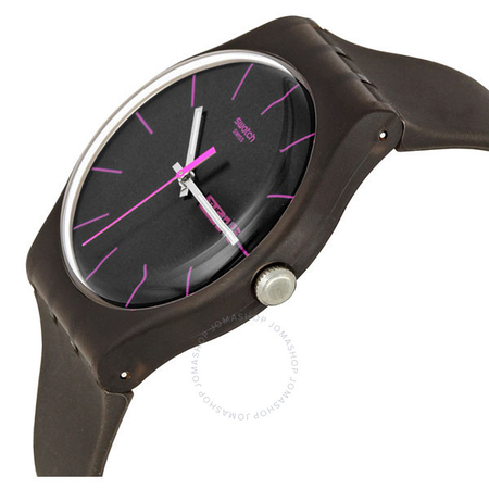 Swatch Rebel Brown Dial Brown Rubber Men's Watch SUOC700