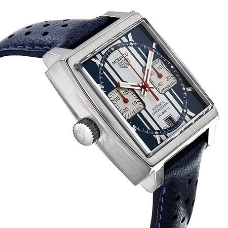 Tag Heuer Pre-owned  Monaco Automatic Chronograph Blue and White Dial Men's Watch CAW211DFC6300 CAW211D.FC6300 (Pre-own)