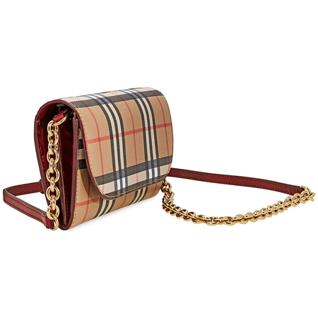 Burberry Vintage Check and Leather Wallet- Crimson 4080005