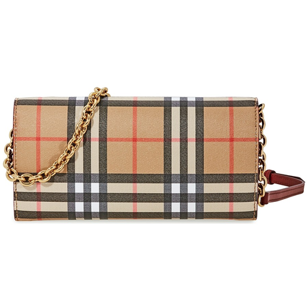 Burberry Vintage Check and Leather Wallet- Crimson 4080005