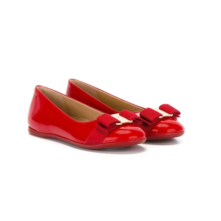 Ferragamo Girls Red Mini Varina Flats 810100 608282