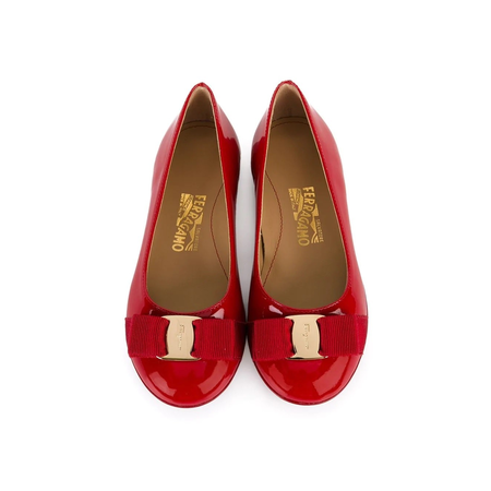 Ferragamo Girls Red Mini Varina Flats 810100 608282