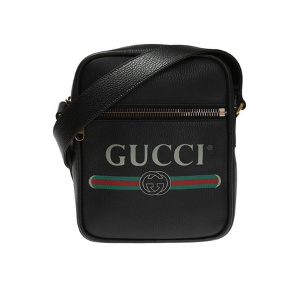 Gucci Print Messenger Bag in Black 523591 0QRAT 8163