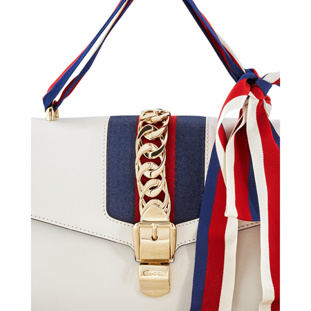 Gucci Sylvie Small Shoulder Bag in White 421882 CVLEG 8605