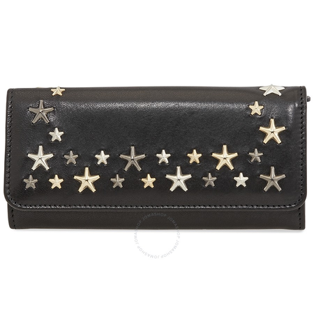 Jimmy Choo Black/Silver Nino Long Yen Mstar Trim Wallet 143 NINO LTU BLACK/METALLIC MIX