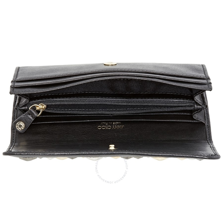 Jimmy Choo Black/Silver Nino Long Yen Mstar Trim Wallet 143 NINO LTU BLACK/METALLIC MIX