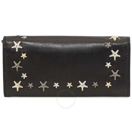 Jimmy Choo Black/Silver Nino Long Yen Mstar Trim Wallet 143 NINO LTU BLACK/METALLIC MIX