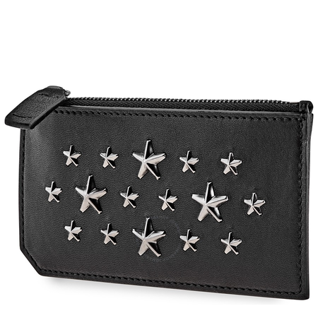 Jimmy Choo Men's Card Case Biker Black/Gunmetal Casey Zip Card Bike Leather 173 CASEY BLS BLACK/GUNME