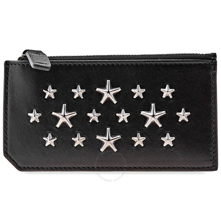 Jimmy Choo Men's Card Case Biker Black/Gunmetal Casey Zip Card Bike Leather 173 CASEY BLS BLACK/GUNME