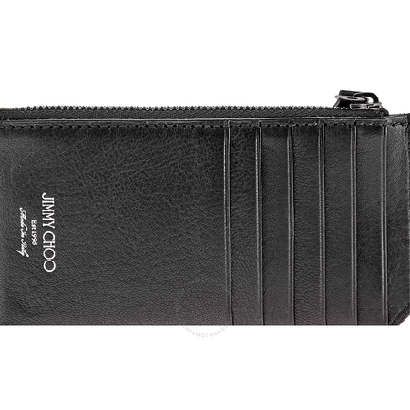 Jimmy Choo Men's Card Case Biker Black/Gunmetal Casey Zip Card Bike Leather 173 CASEY BLS BLACK/GUNME