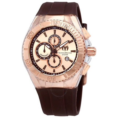 Technomarine Cruise Star Rose Dial Brown Silicone Men's Watch TM-115217
