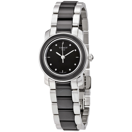 Tissot T-Trend Black Ceramic Diamond Ladies Watch T0642102205600 T064.210.22.056.00