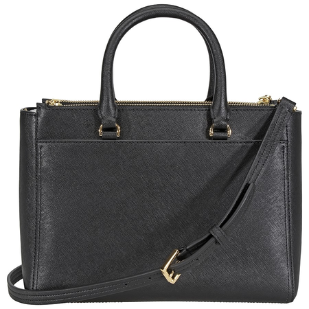 Tory Burch Robinson Small Double-ZIp Tote- Black / Royal Navy 46331-018