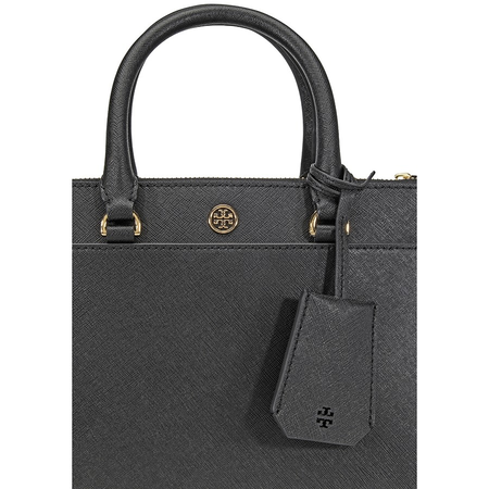Tory Burch Robinson Small Double-ZIp Tote- Black / Royal Navy 46331-018