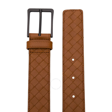 Bottega Veneta Men's Brown Woven Leather Belt, Size 85 Cm 475599 V4650 2628