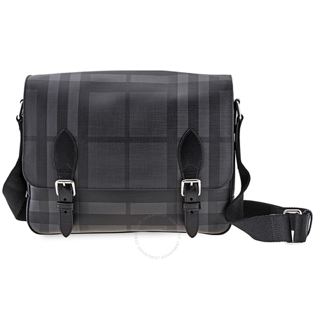 Burberry Men's Medium Leather Trim London Check Messenger Bag 4056888