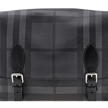 Burberry Men's Medium Leather Trim London Check Messenger Bag 4056888