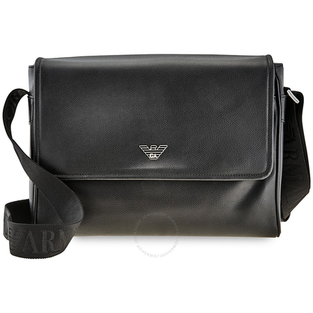 Emporio Armani Men's Leather Messenger Bag Black Sof Saff Messenger W Flap Y4M142-YAQ2E-81072