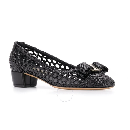 Ferragamo Ladies Black Vara Bow Woven Pump 01P737 710482