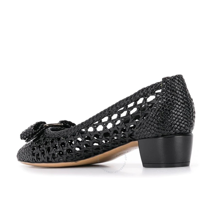 Ferragamo Ladies Black Vara Bow Woven Pump 01P737 710482