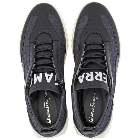 Ferragamo Men's Aaron Black/Blue Sneakers 02B400 709257